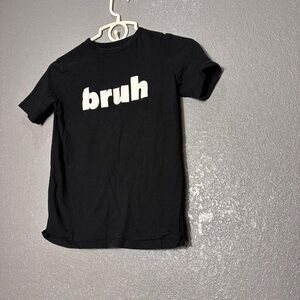 Place Black Kids Tee with White "bruh" Graphic